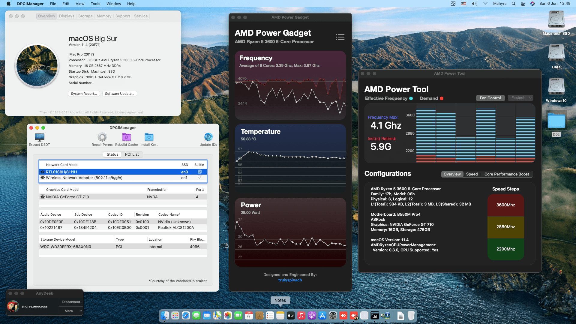 Success Hackintosh macOS Big Sur 11.4 Build 20F71 in Asrock B550M Pro4 + AMD Ryzen 5 3600 + Galax GT 710